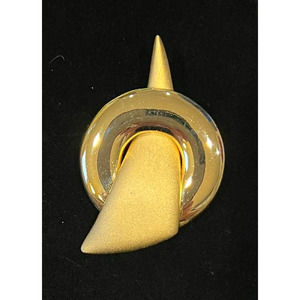 VTG Geometric Brooch Gold Tone Triangle Circle Funky Modernist Design